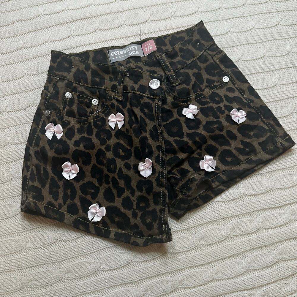 Girls Leopard Bow Skort sz 7